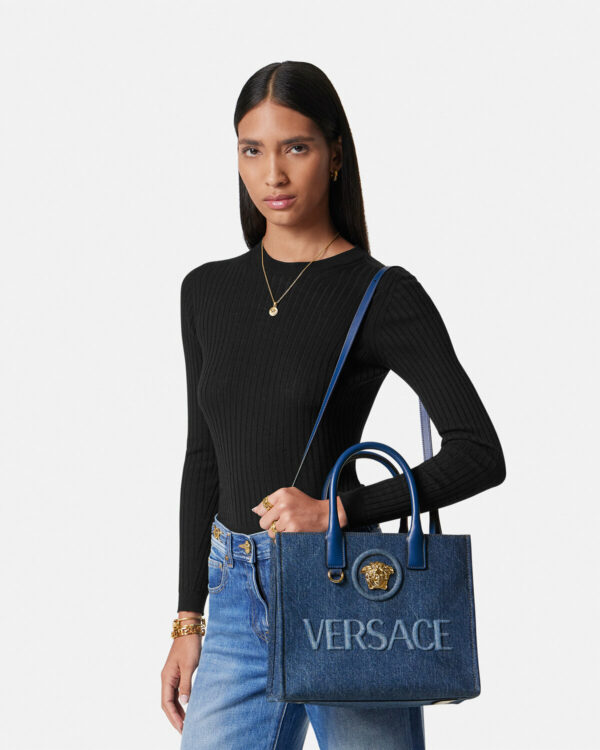 La Medusa Denim Small Tote Bag - Image 2