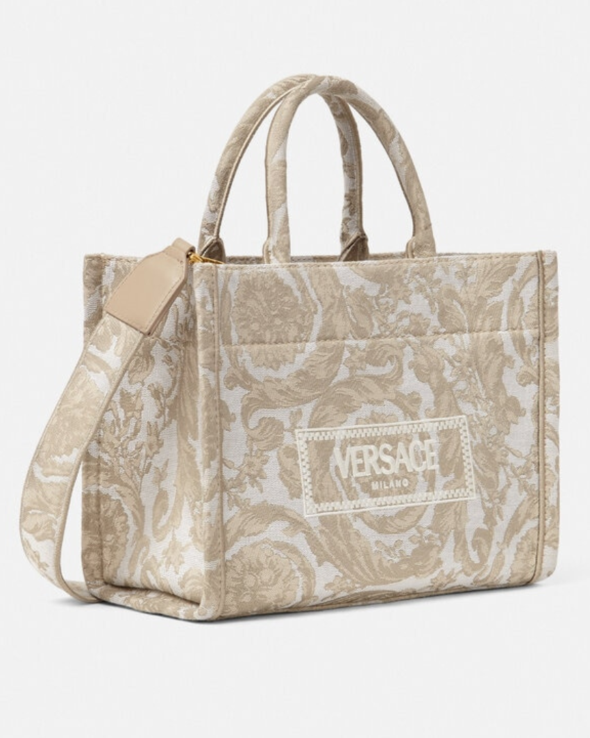 Barocco Athena Small Tote Bag - Beige+Print