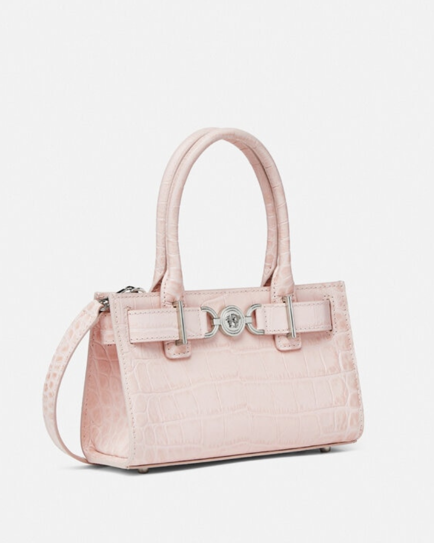 Croc-Effect Medusa '95 Small Tote Bag - Light Pink