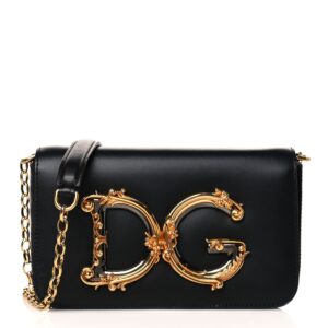 Dolce & Gabbana Mini DG Girls Shoulder Bag - Black+Gold