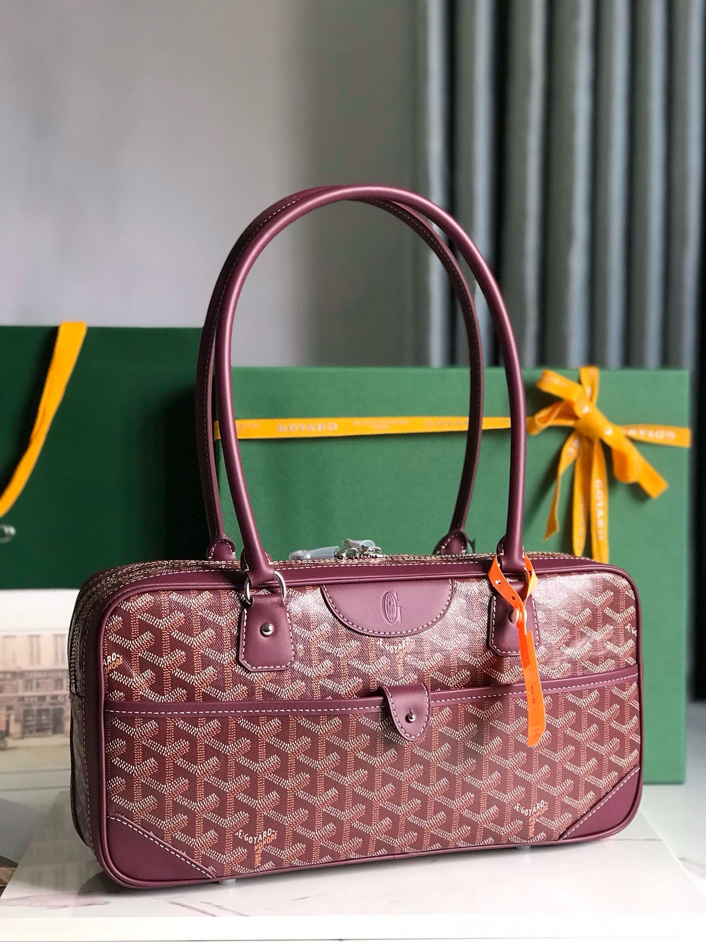 Goyard  Saint Martin Chevron Print Coated Canvas Shoulder Bag - Burgundy
