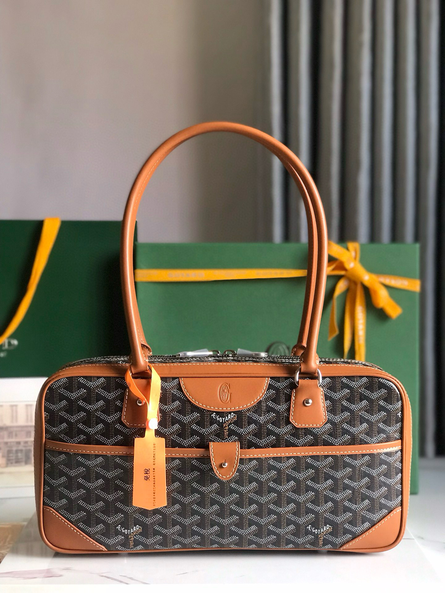 Goyard  Saint Martin Chevron Print Coated Canvas Shoulder Bag - Black+Tran