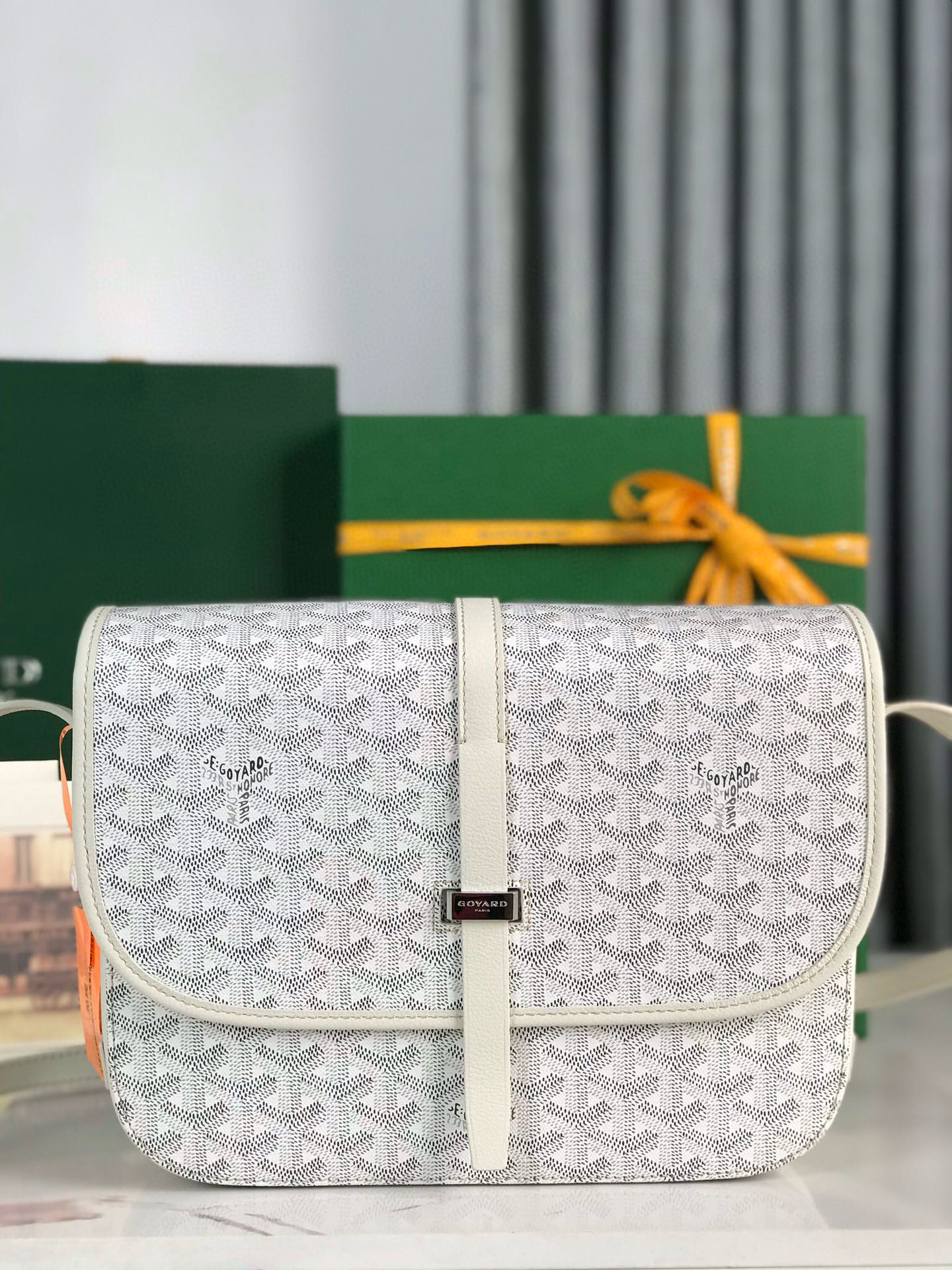 Goya Belvédère Large Lychee Messenger Bag - White+Gray