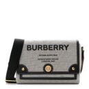 Burberry Vintage Check Canvas and Leather Shoulder Bag - Ivory+Black