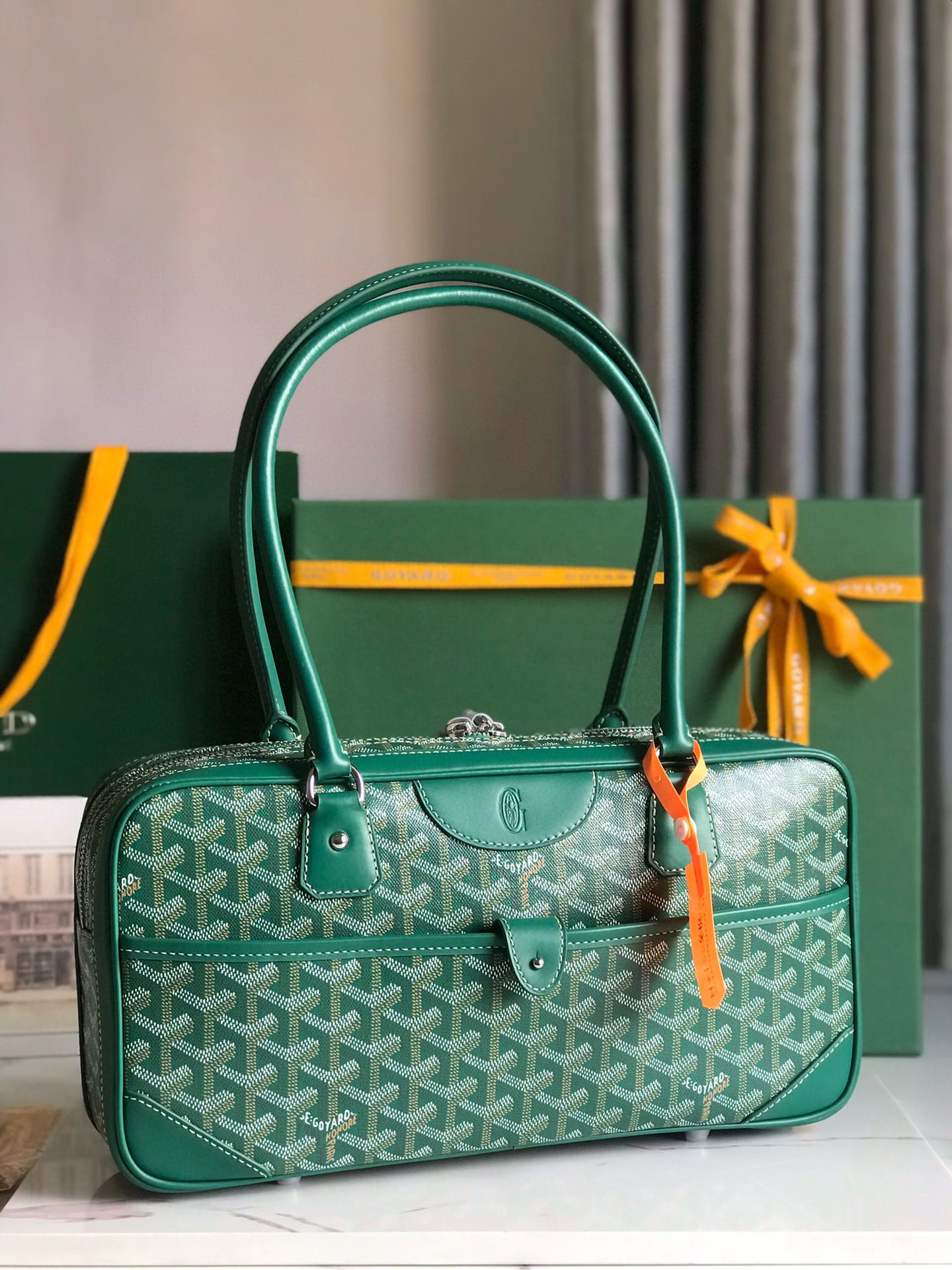 Goyard  Saint Martin Chevron Print Coated Canvas Shoulder Bag - Emerald Green