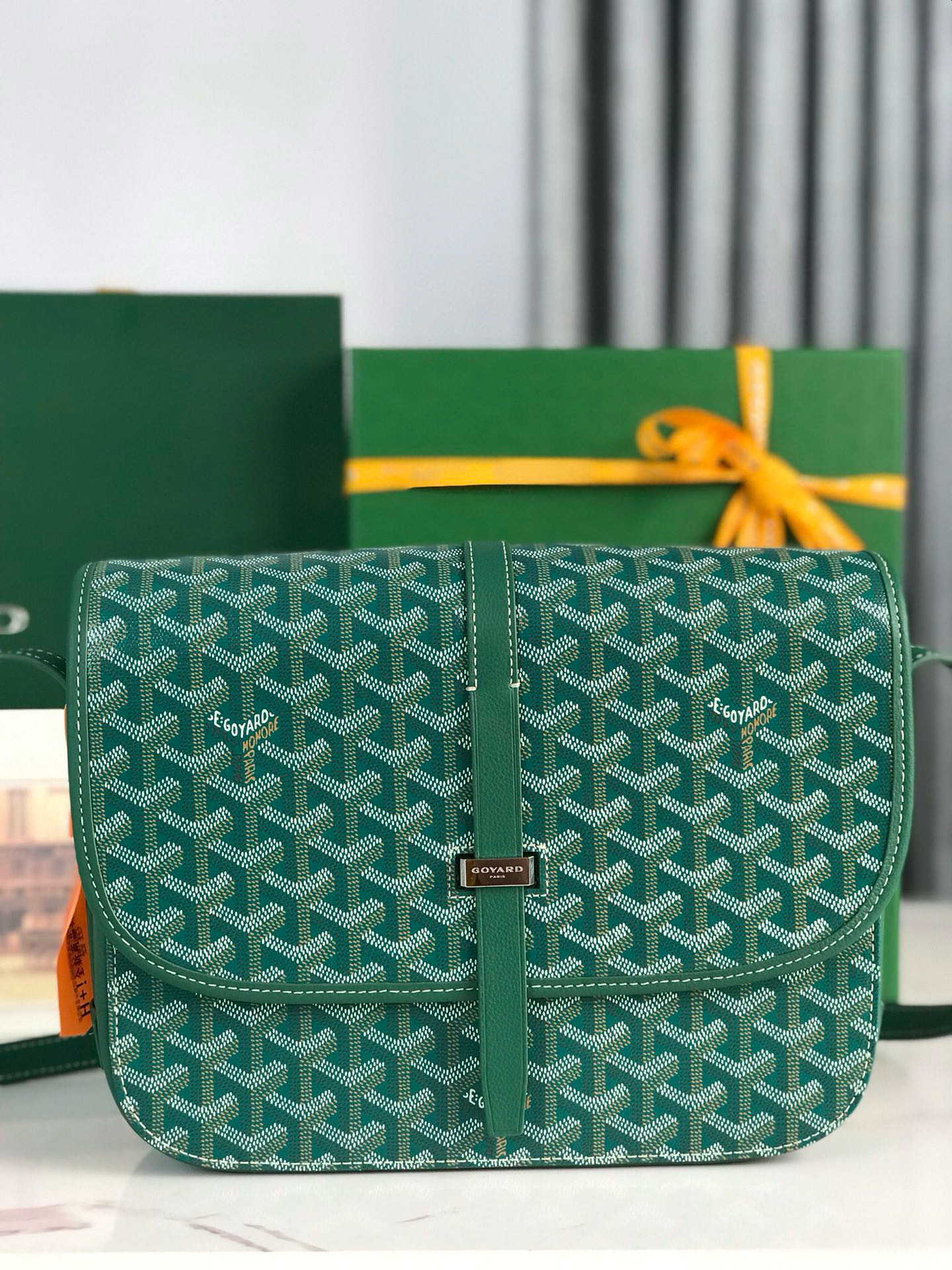 Goya Belvédère Large Lychee Messenger Bag - Emerald Green
