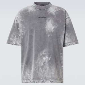 Distressed cotton-blend T-shirt