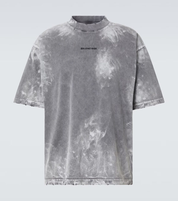 Distressed cotton-blend T-shirt