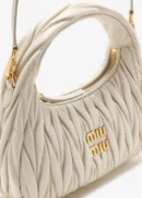MIU MIU Wander Matelassé Mini Hobo Bag - White