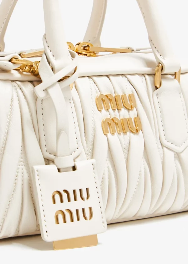 MIUMIU Arcadie Metelasse Mini Leather Bag - White - Image 2