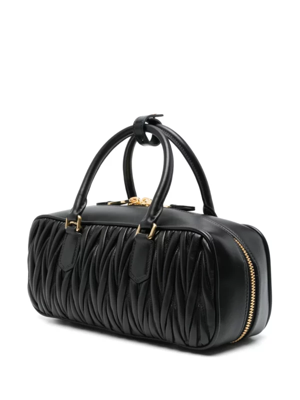 MIUMIU Arcadie Metelasse Mini Leather Bag - Black - Image 4