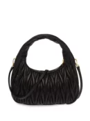MIU MIU Wander Matelassé Mini Hobo Bag - Black