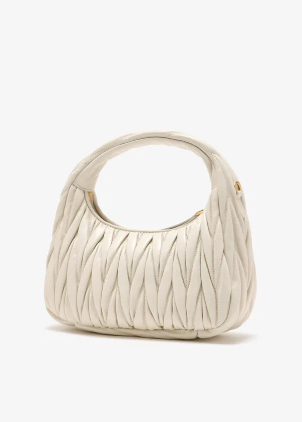 MIU MIU Wander Matelassé Mini Hobo Bag - White - Image 5