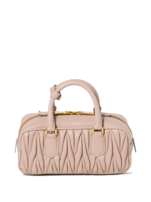 MIUMIU Arcadie Metelasse Mini Leather Bag - Pink - Image 4