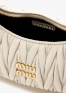 MIU MIU Wander Matelassé Mini Hobo Bag - White