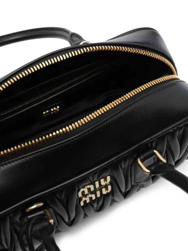 MIUMIU Arcadie Metelasse Mini Leather Bag - Black - Image 2
