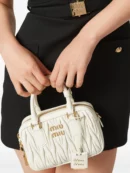 MIUMIU Arcadie Metelasse Mini Leather Bag - White