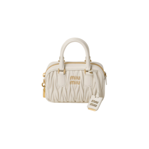 MIUMIU Arcadie Metelasse Mini Leather Bag - White