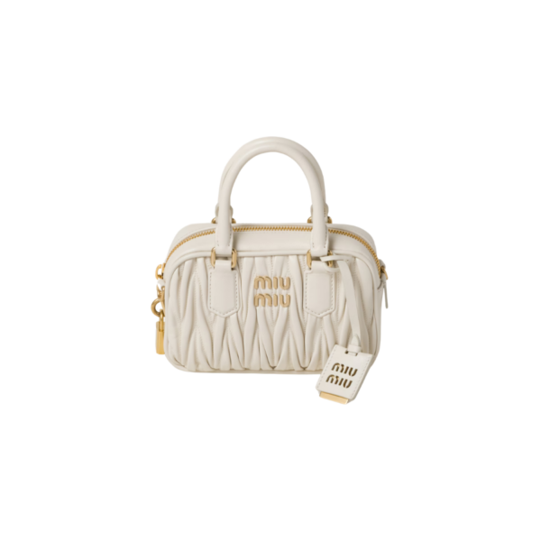 MIUMIU Arcadie Metelasse Mini Leather Bag - White