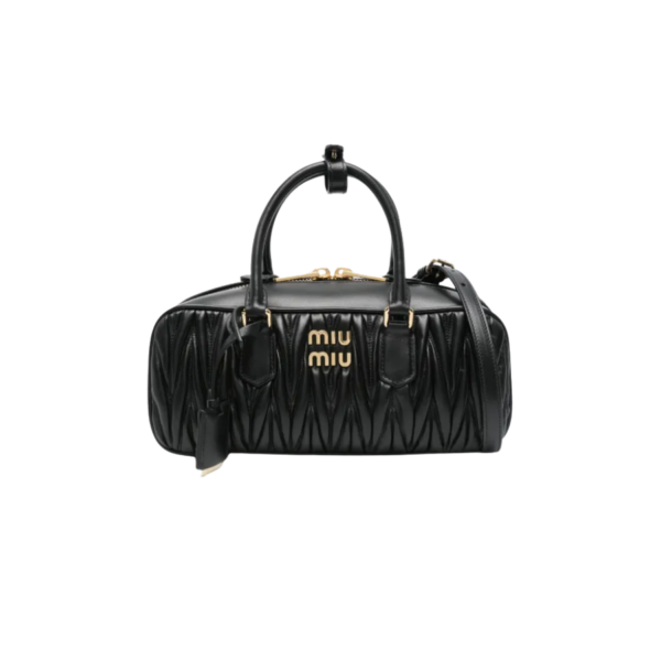 MIUMIU Arcadie Metelasse Mini Leather Bag - Black
