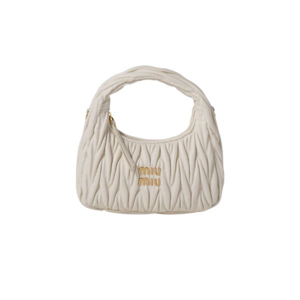 MIU MIU Wander Matelassé Mini Hobo Bag - White