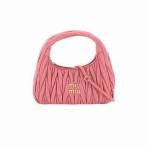 MIU MIU Wander Matelassé Mini Hobo Bag - Pink