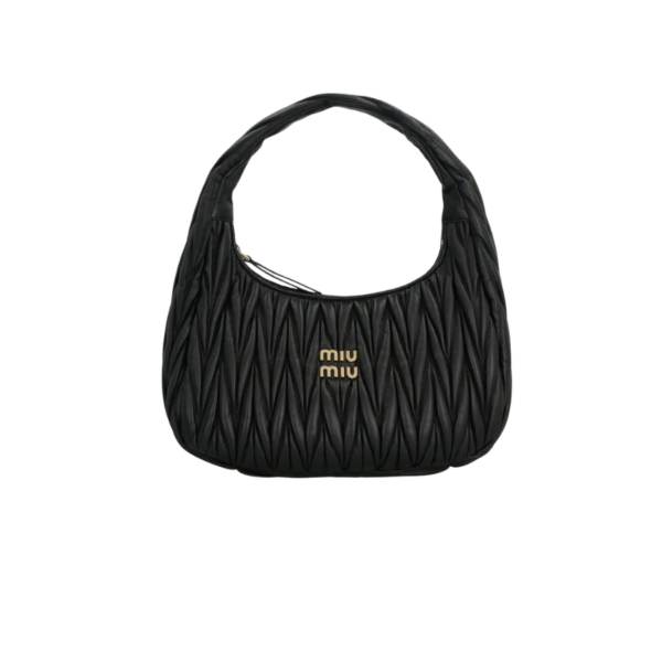 MIU MIU Wander Matelassé Mini Hobo Bag - Black